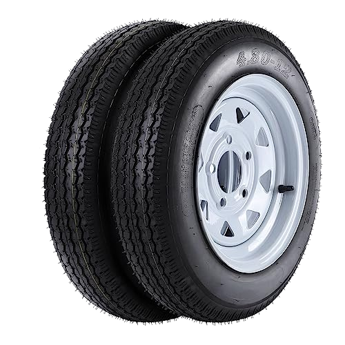 2 Pack 480-12 4.80x12 4.80-12 4.8-12 Trailer Tires with 12'' Rims