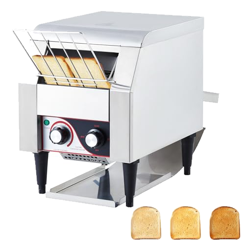 MERXENG Commercial Toaster Conveyor 300 Slices/H Heavy Duty Industrial Conveyor Toaster Stainless Steel Electric Oven with Dual Heating Tube 7-speed Adjustments for Bagel Croissant